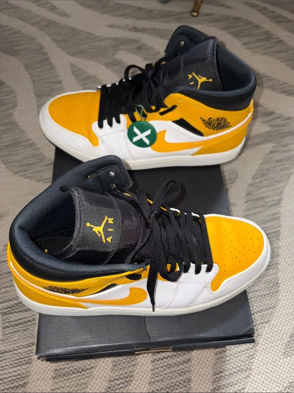 Jordan Mid Top Sneakers in Yellow White Black